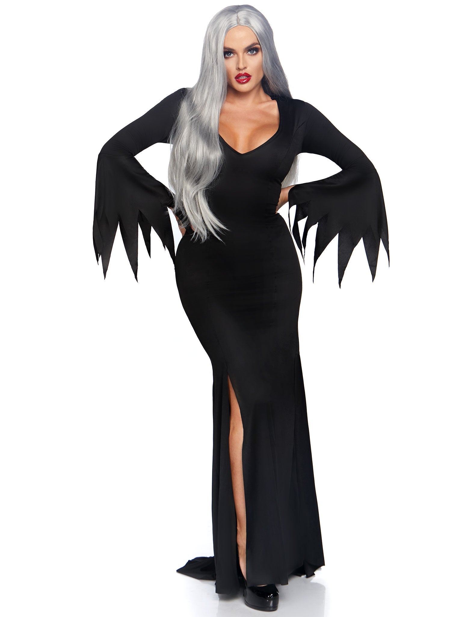 High Slit Floor Length Bodycon Gothic Dress