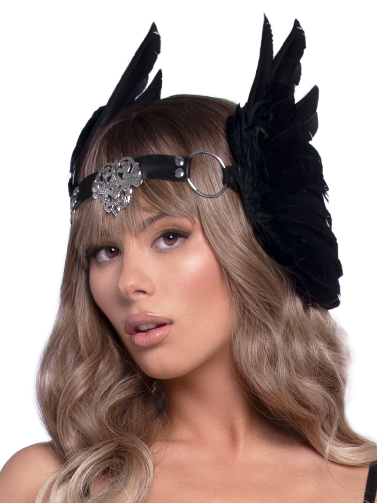 Filigree Medallion Feather Headband