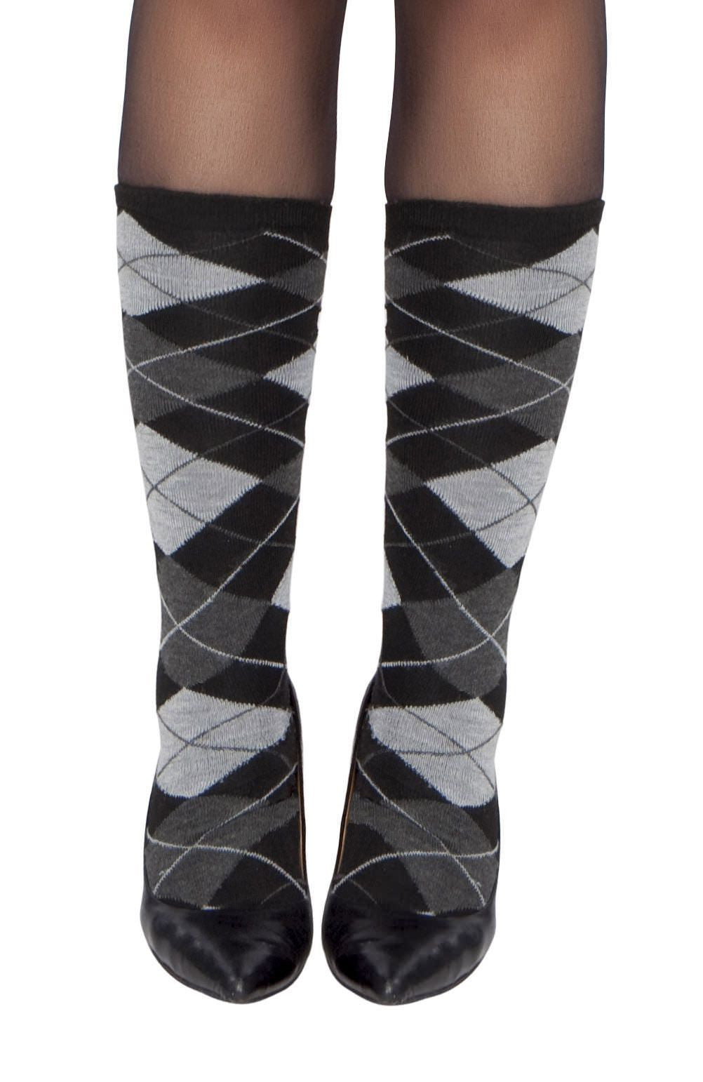 Grey Argyle Leg Warmer